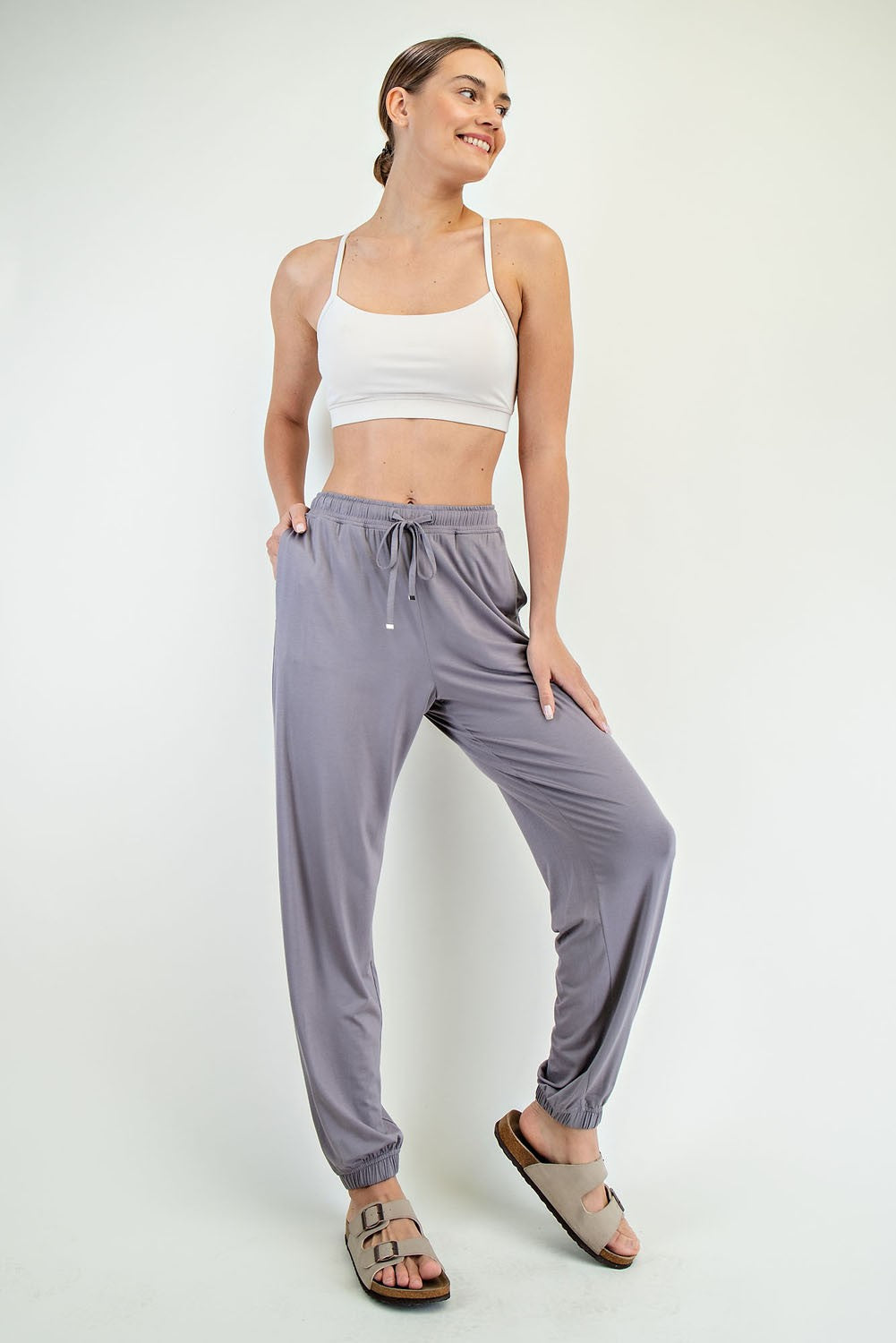 Grey Drawstring Jogger Pants