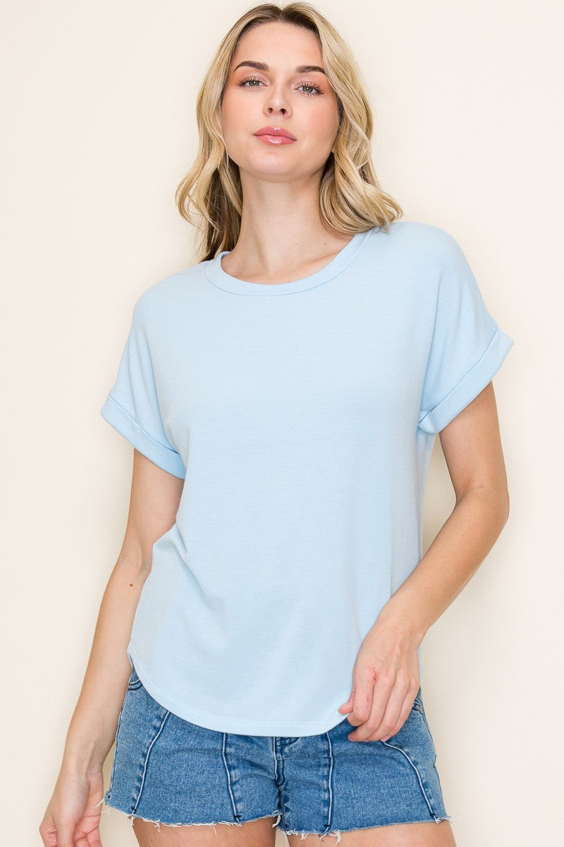 Light Blue French Terry Maternity Top