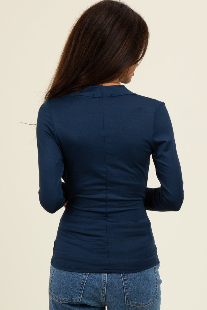 Navy Long Sleeve Wrap Front Nursing Top