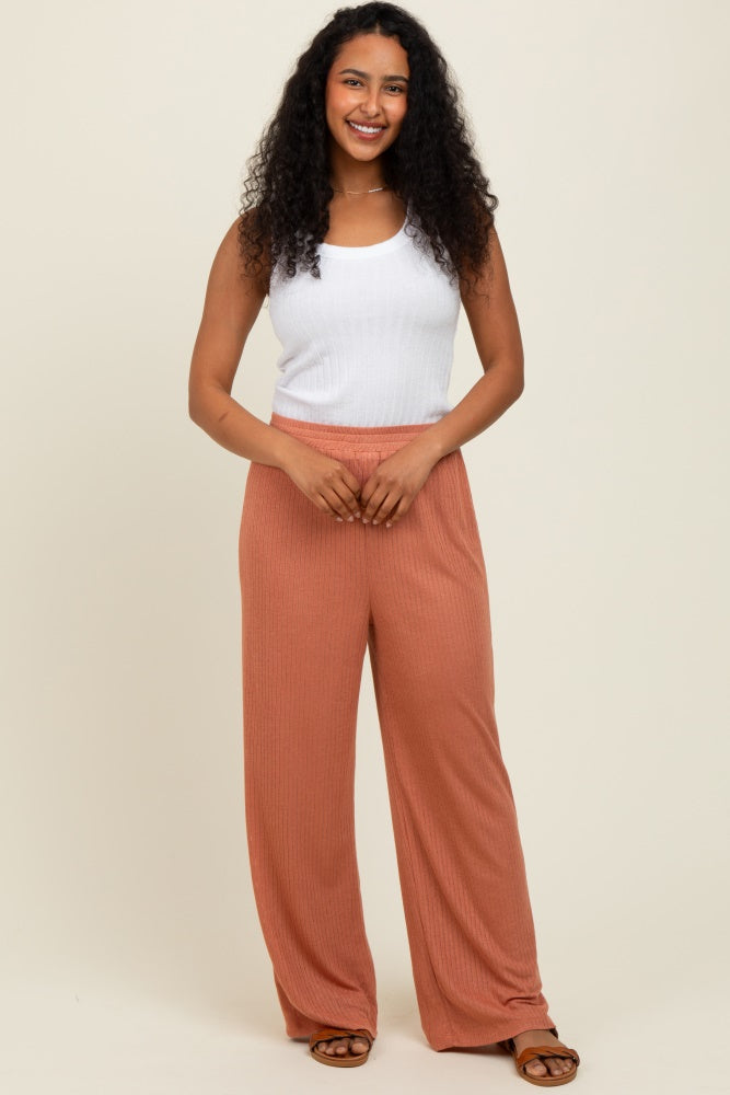 Rust Ribbed Side Pocket Lounge Pants