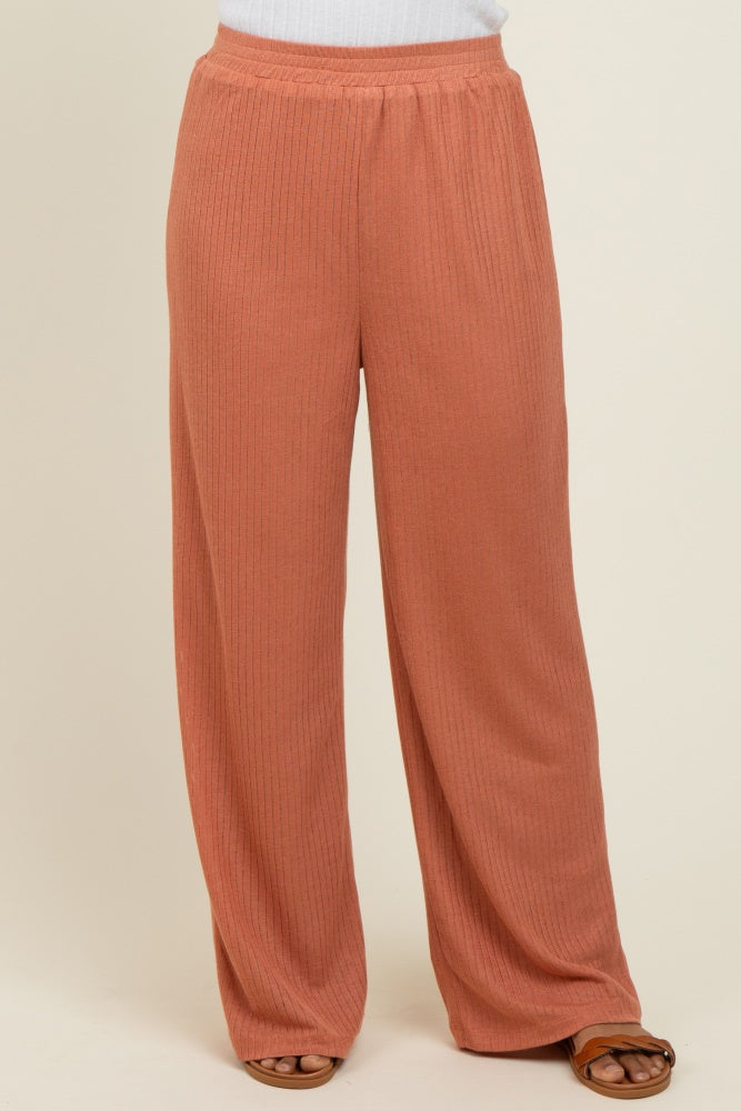 Rust Ribbed Side Pocket Lounge Pants