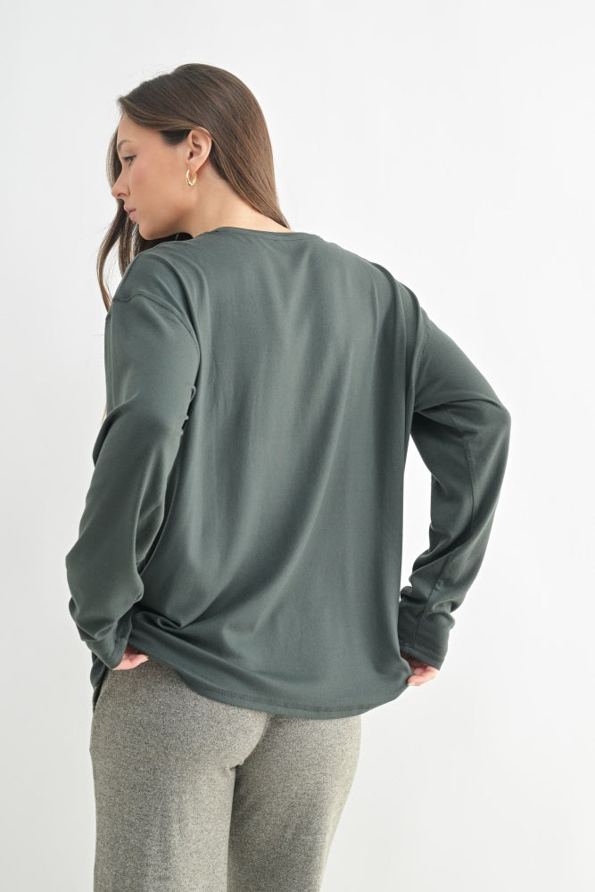 Charcoal Grey Relaxed Fit Long Sleeve Top