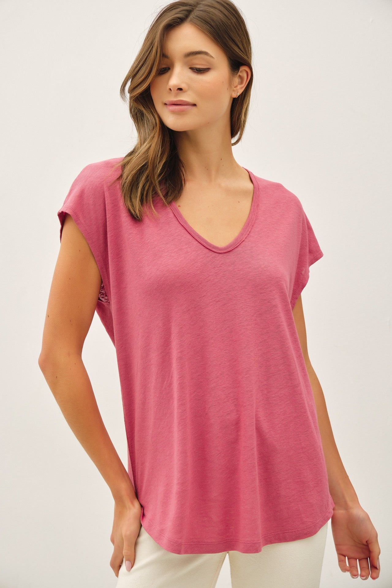 Coral V-Neck Maternity Top