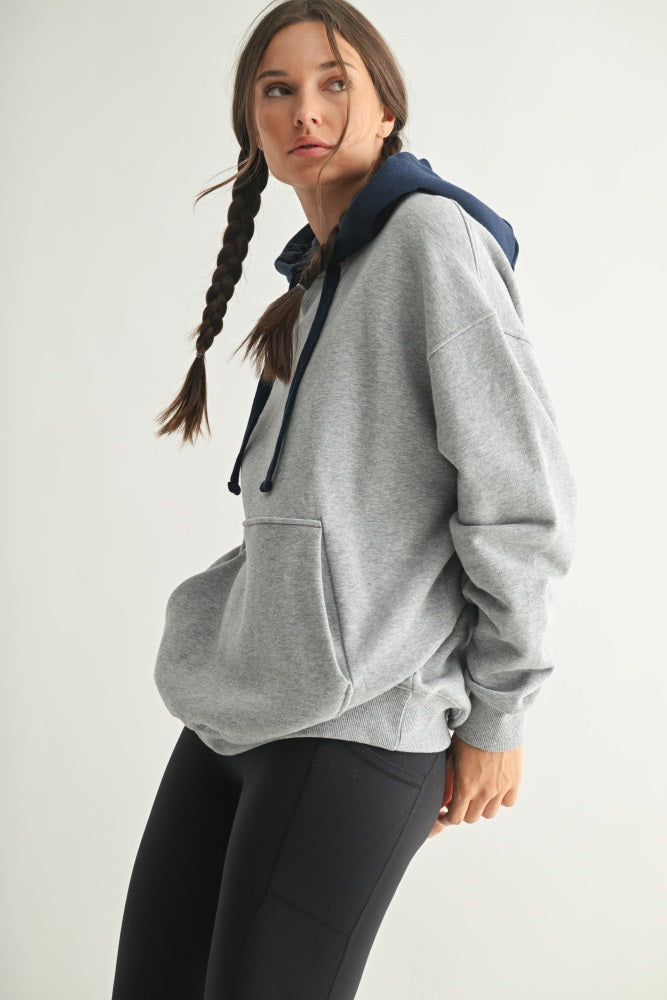 Navy Heather Grey Colorblock Hoodie