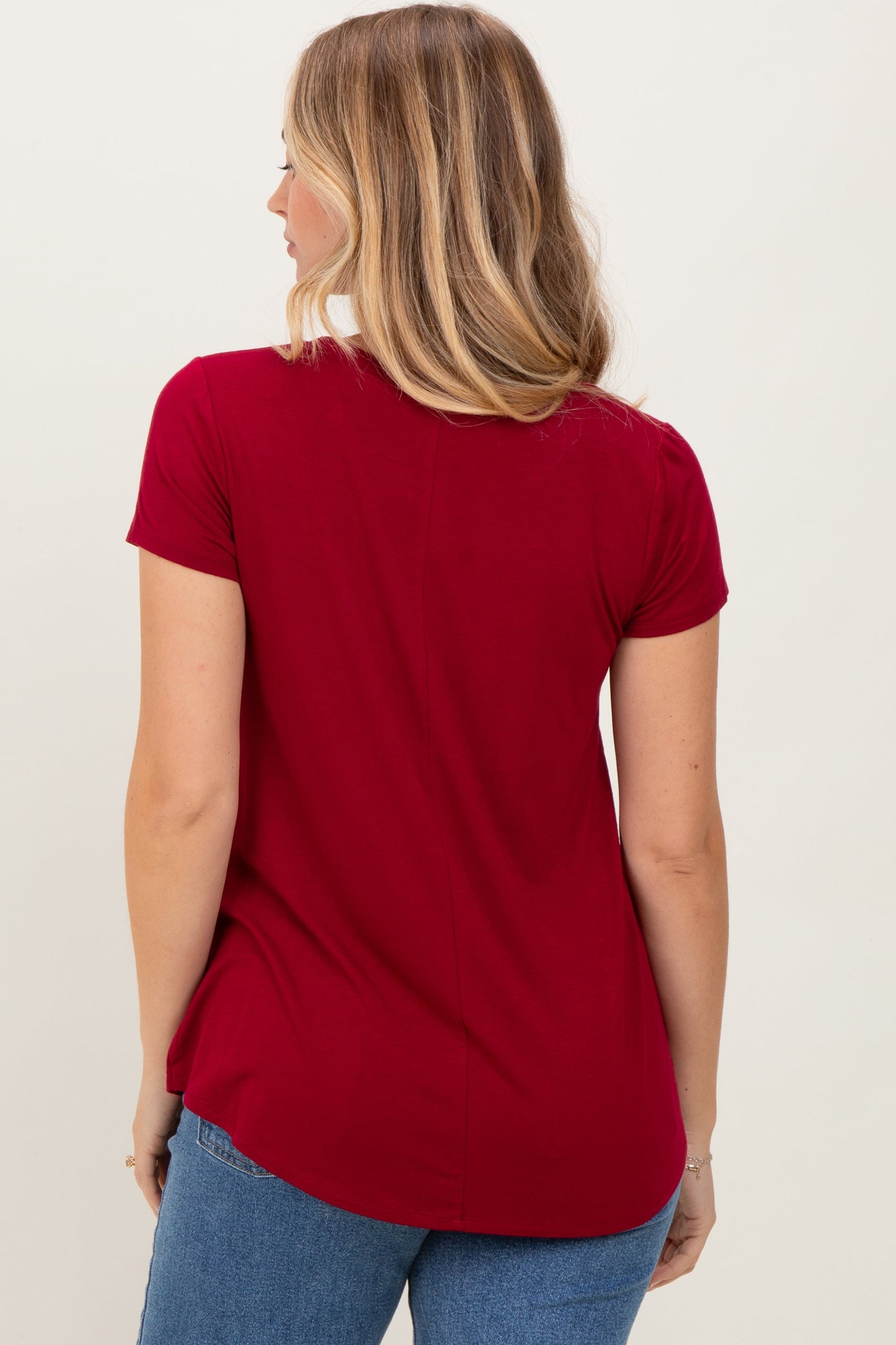 Burgundy Basic Short Sleeve Top