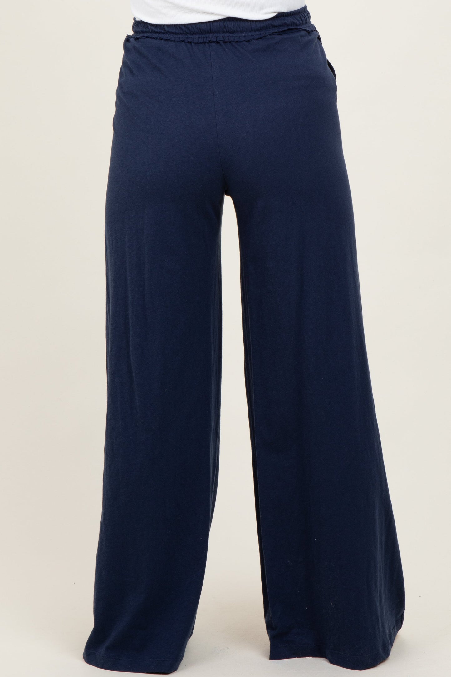 Navy Drawstring Wide Leg Maternity Lounge Pant