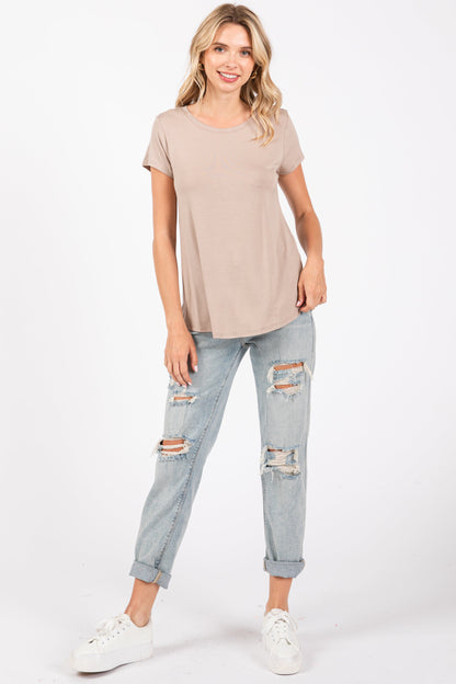Mocha Basic Short Sleeve Top