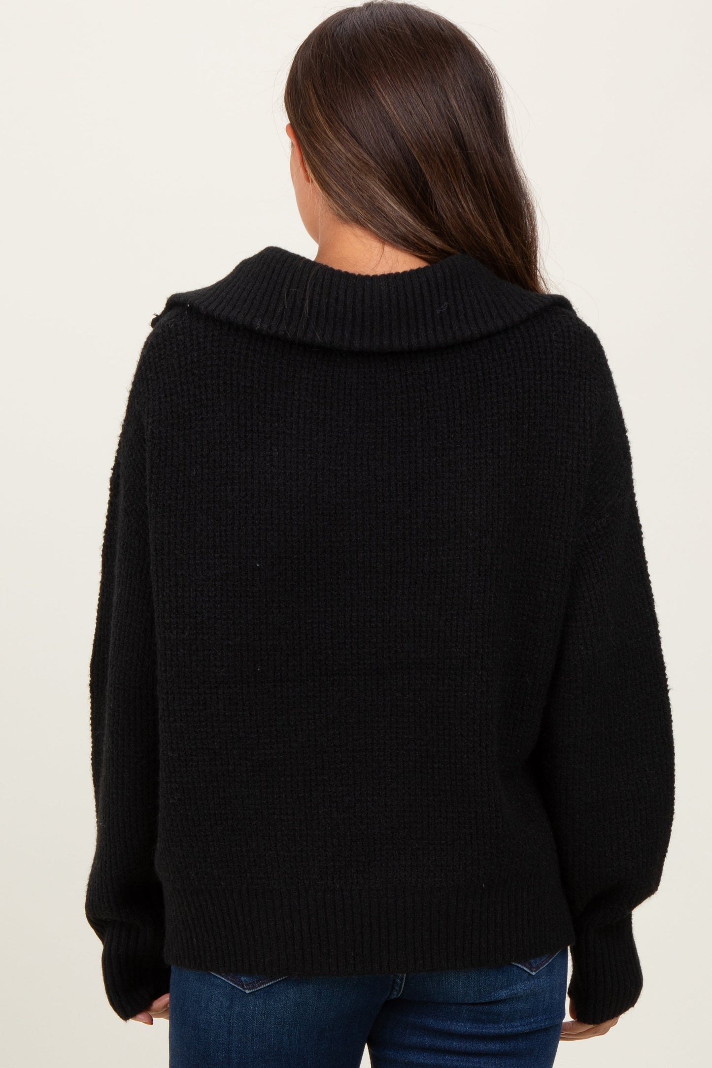 Black Half Zip Maternity Pullover Sweater
