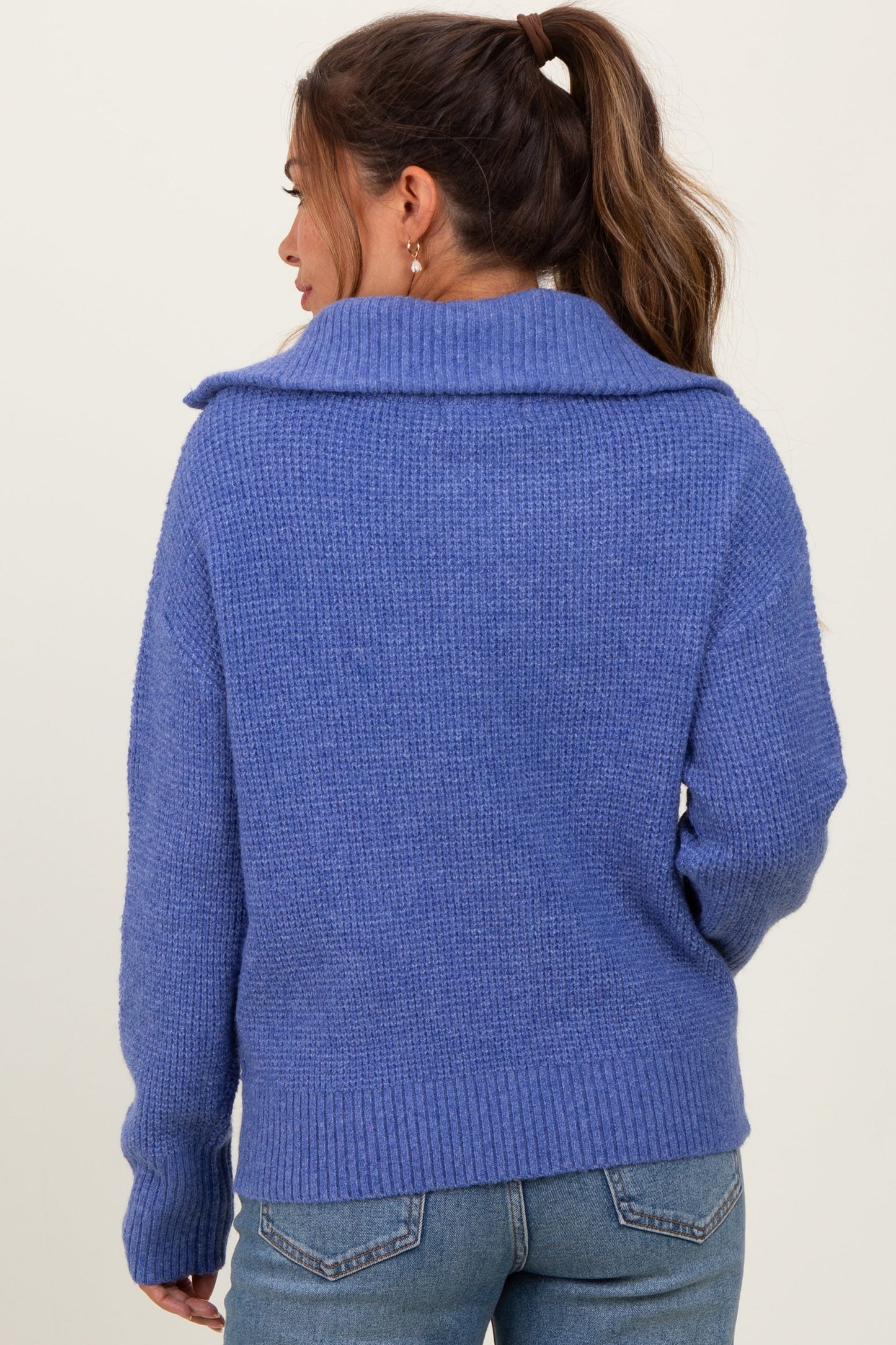 Periwinkle Half Zip Maternity Pullover Sweater
