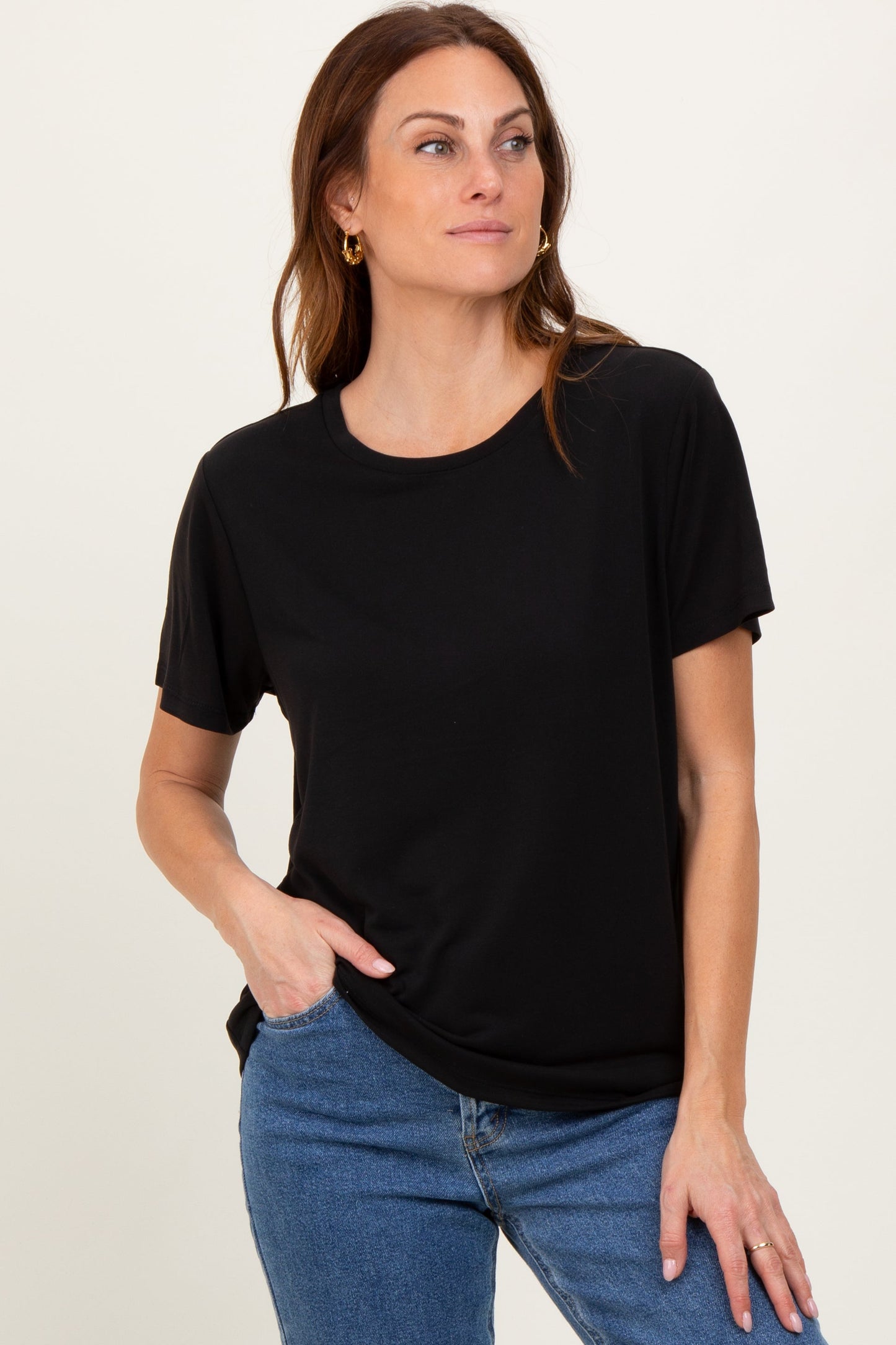 Black Basic Round Neck Short Sleeve T-Shirt