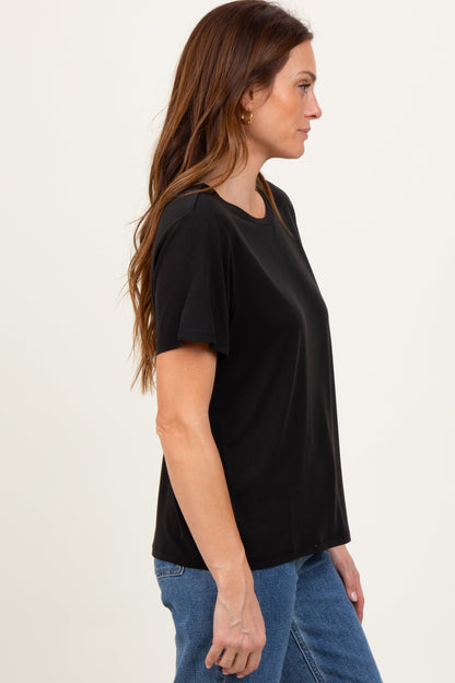 Black Basic Round Neck Short Sleeve T-Shirt