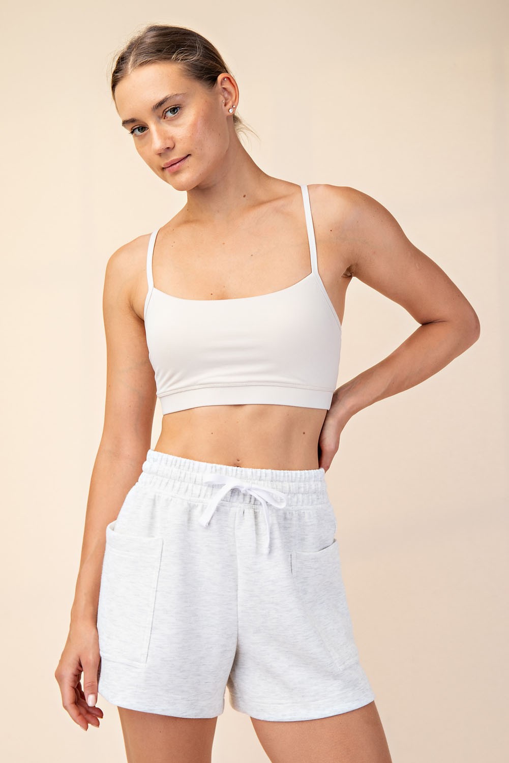 Heather Grey Patch Pocket Maternity Shorts