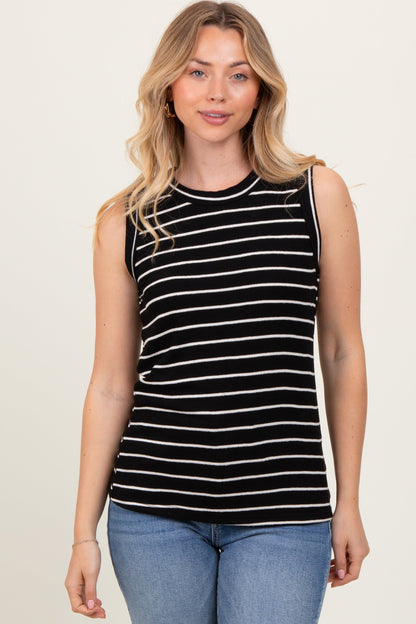 Black/Ivory Stripe Knitted Maternity Tank Top