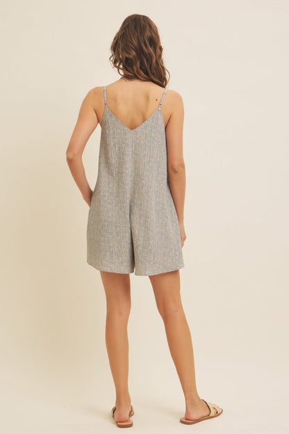 Light Blue Flowy Jacquard Ditsy Romper