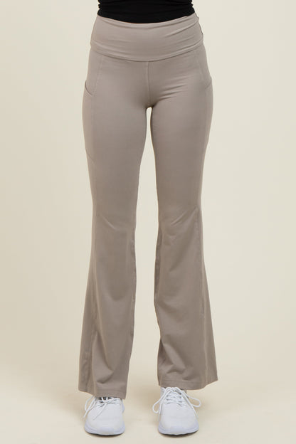 Taupe Active Pocket Flared Leggings
