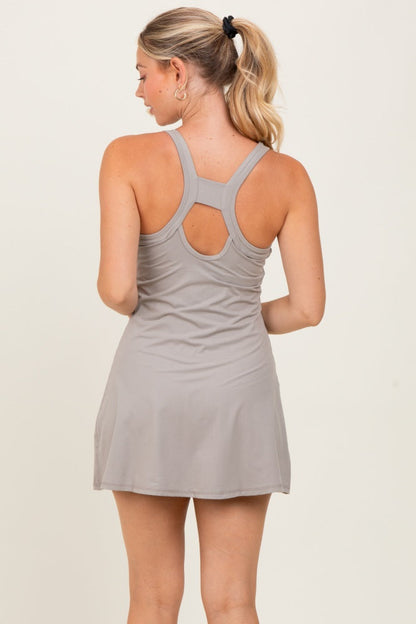 Light Taupe Tennis Racerback Romper Dress