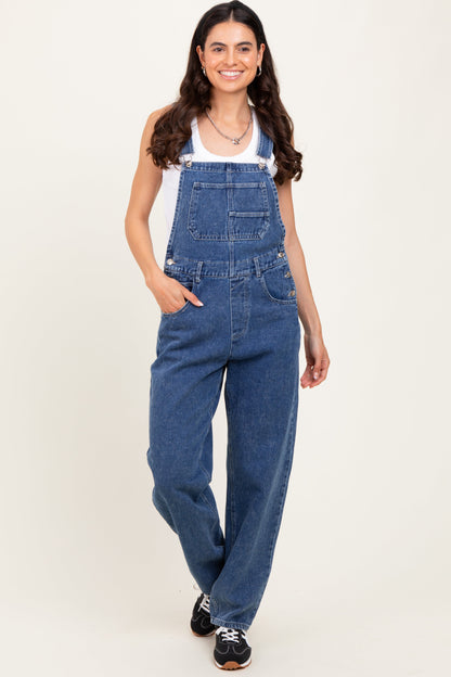 Blue Wash Rolled Cuff Denim Overalls