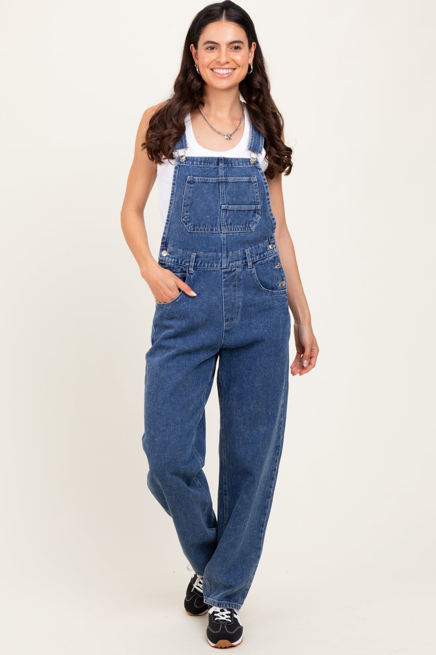 Blue Wash Rolled Cuff Denim Overalls