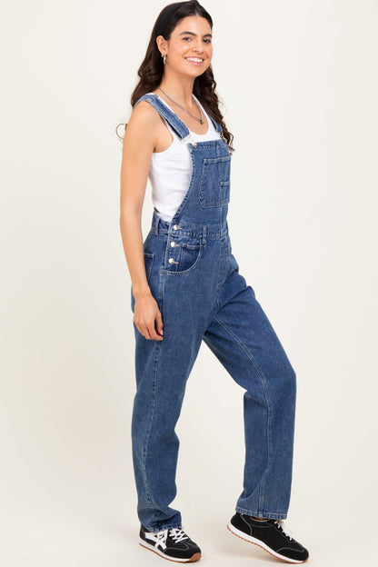 Blue Wash Rolled Cuff Denim Overalls
