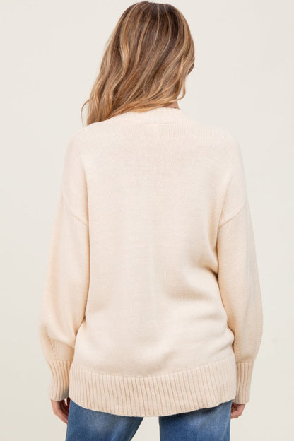 Cream Drop Shoulder Oversized Maternity Sweater