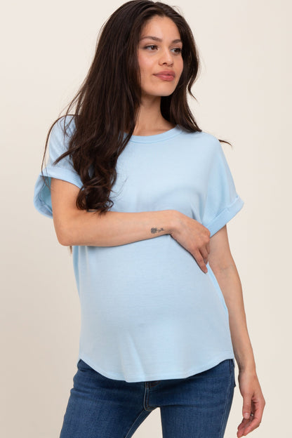Light Blue French Terry Maternity Top