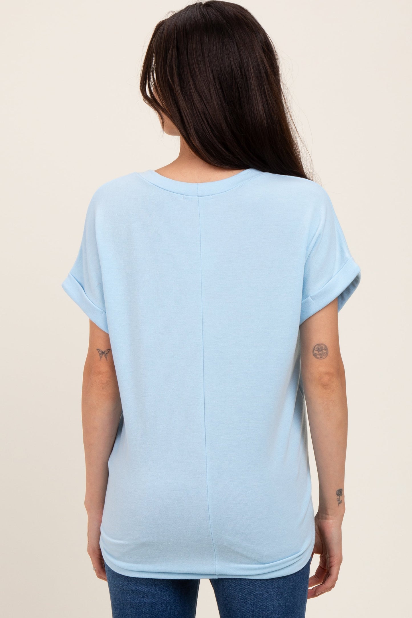 Light Blue French Terry Maternity Top