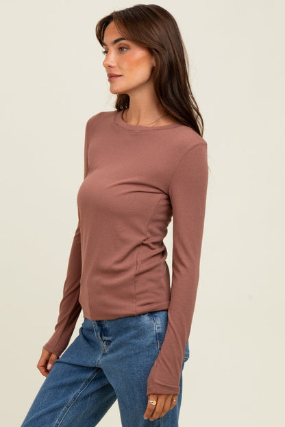 Burgundy Ribbed Long Sleeve Top