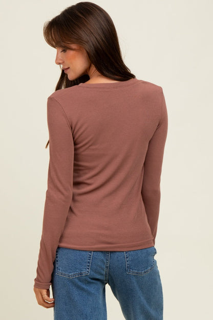Burgundy Ribbed Long Sleeve Top