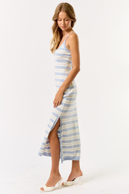 Light Blue Patterned Sleeveless Maternity Maxi Dress