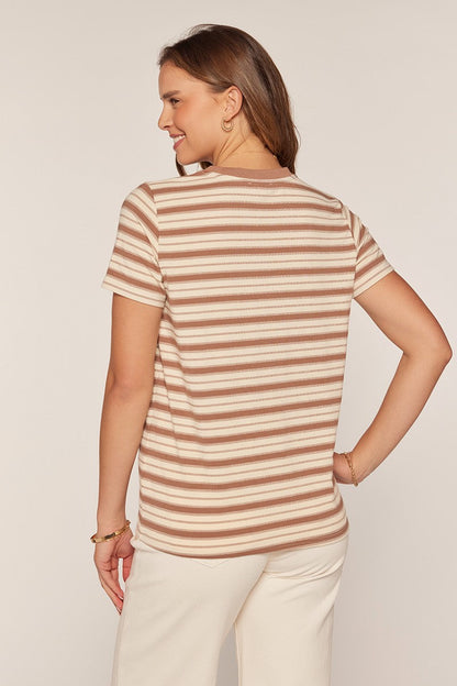 Mocha Multi-Striped T-Shirt