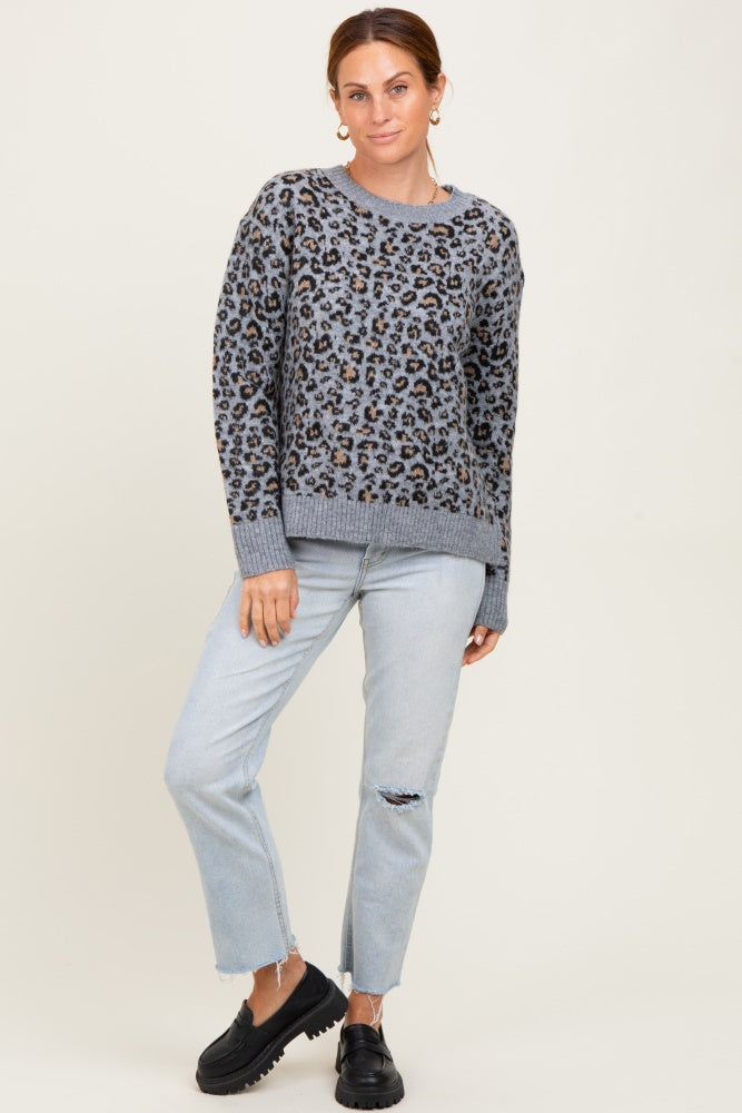Grey Animal Print Sweater