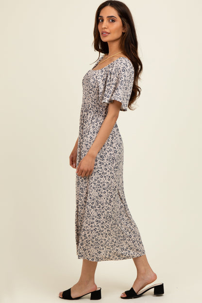 Taupe/Black Printed Dress With Pockets