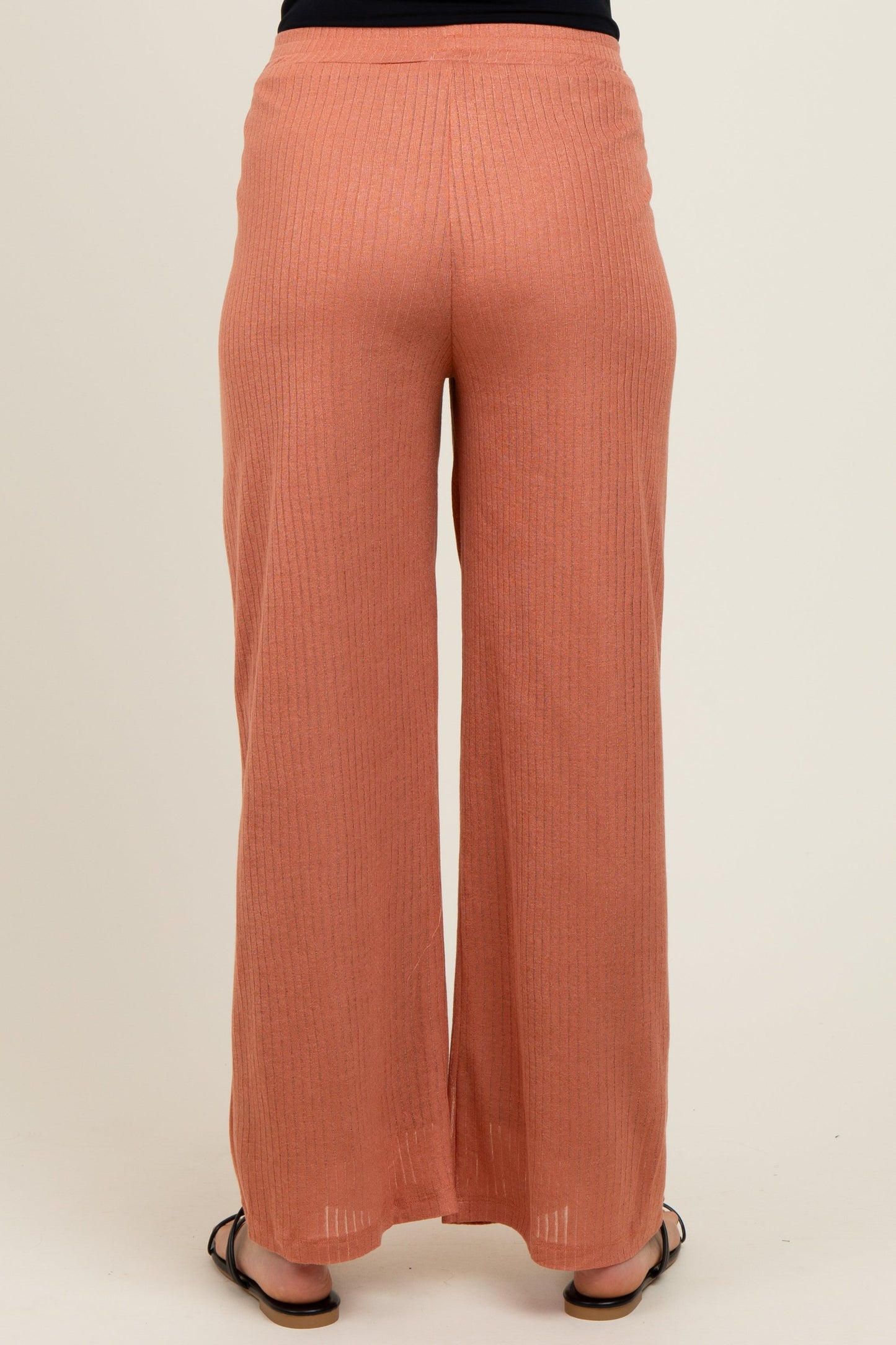 Rust Ribbed Side Pocket Maternity Lounge Pants