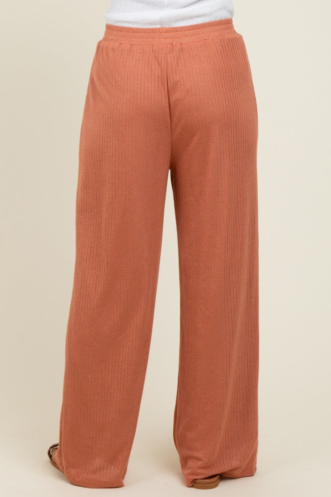 Rust Ribbed Side Pocket Lounge Pants