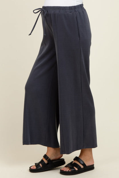 Charcoal Drawstring Wide Leg Maternity Pants