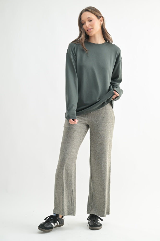 Charcoal Grey Relaxed Fit Long Sleeve Top