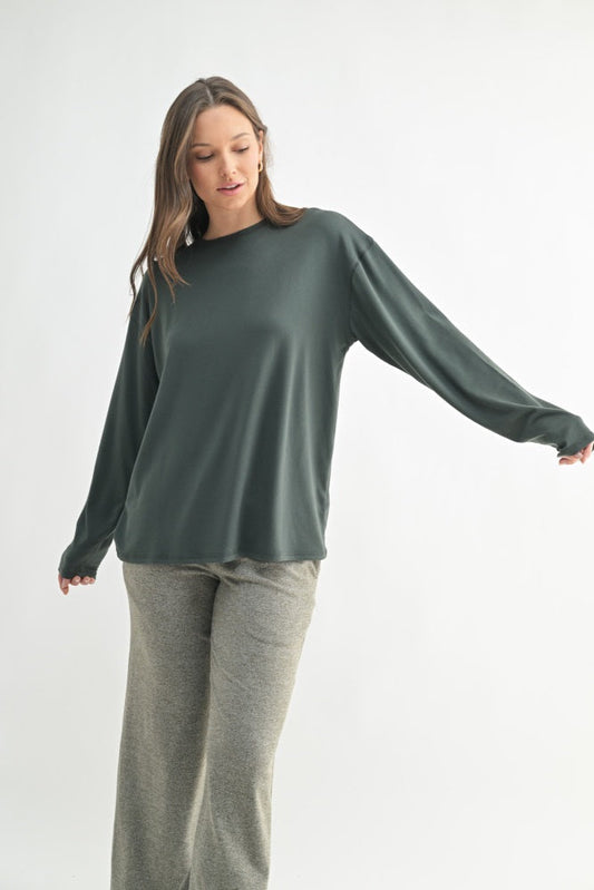 Charcoal Grey Relaxed Fit Long Sleeve Top