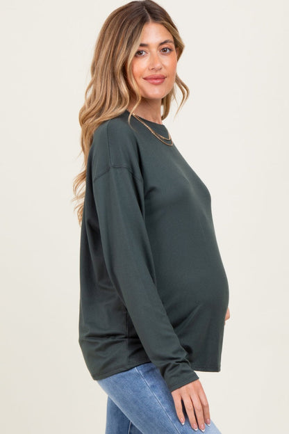 Charcoal Grey Relaxed Fit Maternity Long Sleeve Top