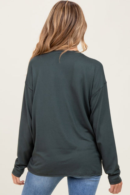 Charcoal Grey Relaxed Fit Maternity Long Sleeve Top