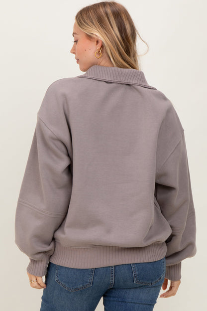 Taupe French Terry Quarter Zip Pullover