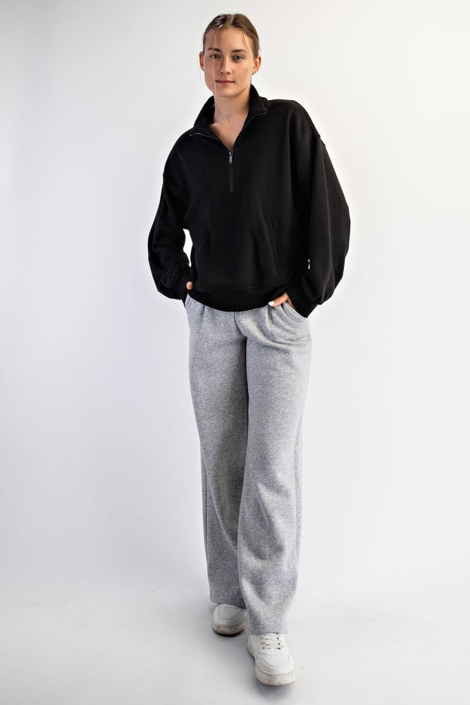 Black French Terry Quarter Zip Pullover