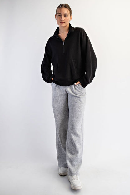 Black French Terry Quarter Zip Pullover