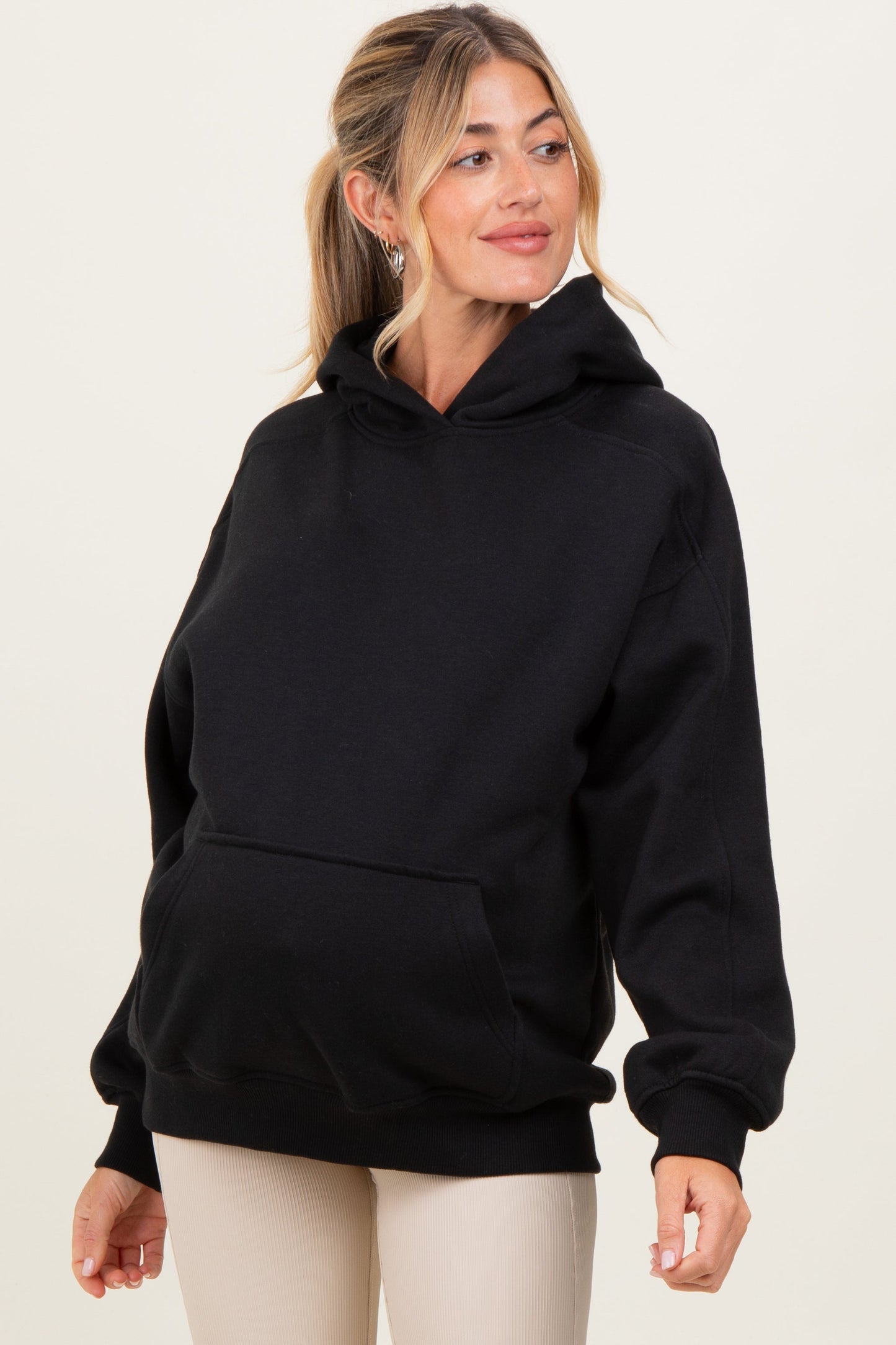 Black Fleece Oversized Maternity Hoodie