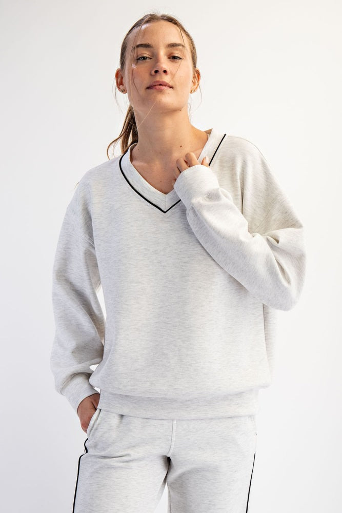 Heather Grey V-Neck Sweatshirt