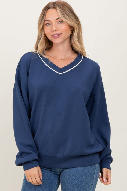Navy V-Neck Sweatshirt
