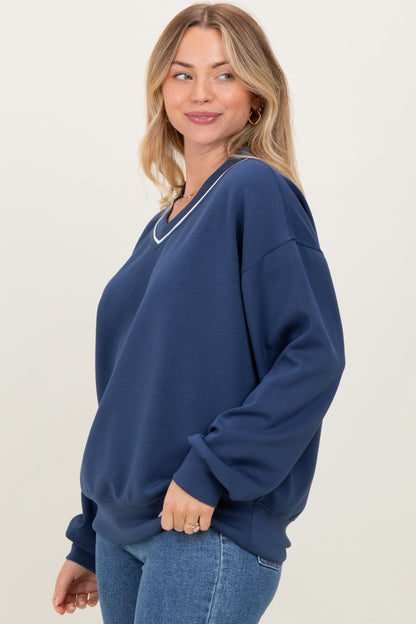 Navy V-Neck Sweatshirt
