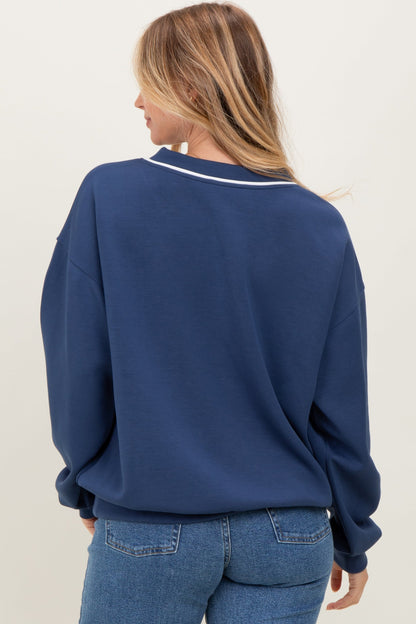 Navy V-Neck Sweatshirt