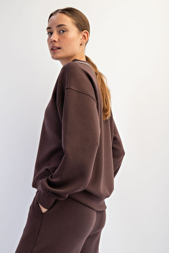Brown V-Neck Sweatshirt