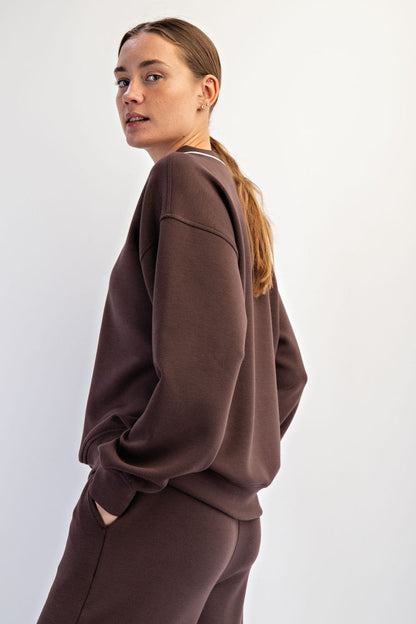 Brown V-Neck Sweatshirt