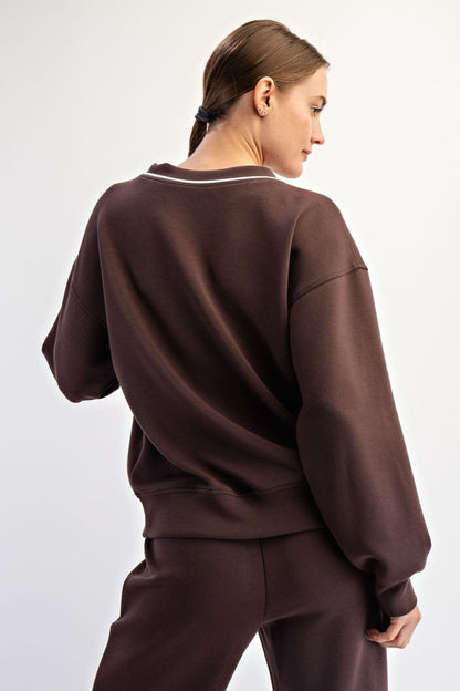 Brown V-Neck Sweatshirt